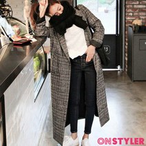 온스타일러 맥시 오버핏 글렌체크 코트