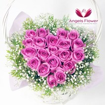 엔젤스플라워 꽃배달서비스 마음을 전하는 꽃바구니 생화 꽃상자 케이크, F16_고급형_솔리드핑크하트, 1개