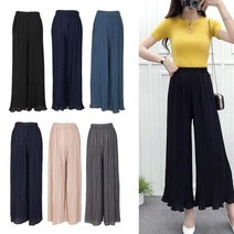 통바지 여름통바지 여성 9부 플리츠 와이드 주름통바지 봄 가을 착용