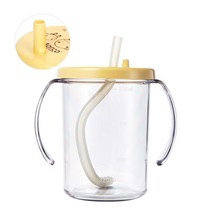유아용 옥수수 손잡이 빨대 물병 300ml, 옐로우