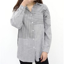 플레이팝 여성용 유니크한 스트라이프 블라우스