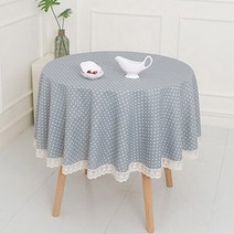 찬미디자인 레이스 원형식탁보, 마린도트 블루.lace, 원탁크기90cm용