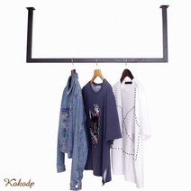 코코디피 옷가게용 주문제작 천장 벽면 부착 파이프 행거 천정 고정 헹거 옷걸이 봉, 25각 + 가로 100cm와 폭 40cm + 검정색, 1개