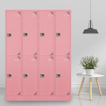 [oddsys] 8인락카 스틸 옷장 컬러철재8인용일자락커 다용도옷장, 핑크