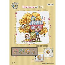 조이십자수 소다 십자수도안 큰도안 쿠션도안 시계도안, Treehouse of Fall [소다-3236] 도안, 1개