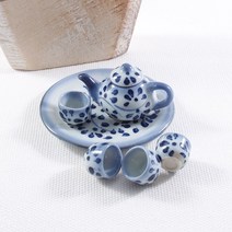 리틀핑거 미니어쳐 블루꽃잎 자기찻잔세트(대)