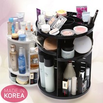 [국산정품] 회전식 화장품 정리대 정리함 다용도 수납정리함 화이트 360도 회전, 1개