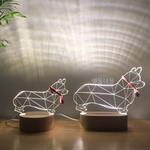 옆동네몰 웰시코기 & 푸들 강아지 밝기조절 LED 무드등, 웰시코기(소)