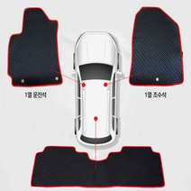 원씽 고무 카매트 풀세트 깔판 차량발판, 그랜드스타렉스(3밴=12인승)(운전+조수석), 레드테두리