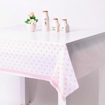 파티해 라인도트 비닐 테이블보, 핑크