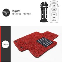 루젠 올뉴카니발7인승 코일카매트 1대분, 레드, 그랜드카니발 9인승리무진