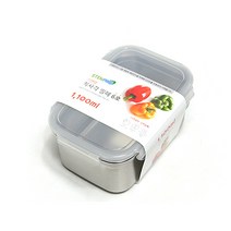 스텐맘 직사각 밀폐 스테인리스용기, 1100ml