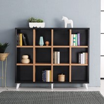 블랑누보 넓은 와이드 책장 3단 전면 책꽂이 북카페 서재 거실 오픈 긴 수납, 블랙아카시아