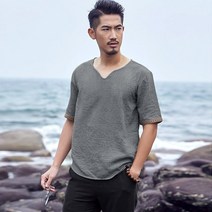 바젤 유행타지않는댄디한훈남스타일BJ643인디아 린넨 반팔 티셔츠