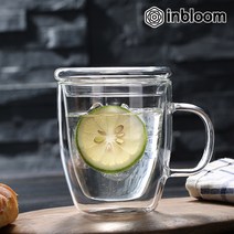인블룸 이중 유리머그컵 375ml (뚜껑포함), 1개