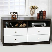 3자 900 서랍장 TV거실장, 3자 3단 TV장-월넛화이트