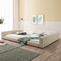 아씨방가구 안전 패밀리침대 가드형3.3m(본넬매트), 파스텔화이트