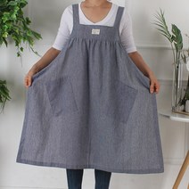 쉬이즈홈 잔스트라이프 랩 원피스 앞치마, 브라운