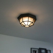 조명나무 옥타곤 직부등(벽등) 외부벽등 방수벽등 외벽등 실외벽등 처마등 복도등 벽등, 커피색-백열전구