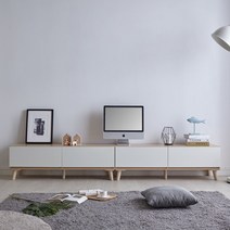 이지포유가구 바흐 서랍형 거실장세트 2400 TV거실장, 메이플+화이트