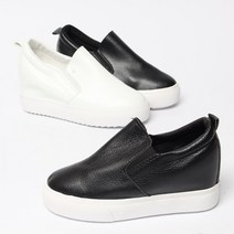 여성 7cm 키높이 가죽슬립온 스니커즈