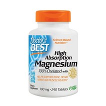 Doctors Best 닥터스 베스트 고흡수력 마그네슘 100mg 240정, 3개
