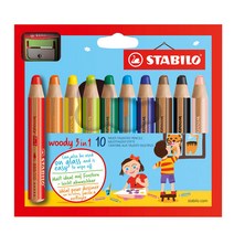 스타빌로 Woody 3in1 우디 멀티 크레용 10색세트 유아색연필 스타빌로 유아크레파스 유아크레용 크레파스 어린이색연필 문구 어린이물감 학용품 어린이마카