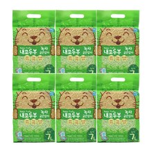 내꼬두부 굵은입자 녹차 7L 고양이 두부모래, 6개, 녹차향