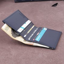 저스트랜드 리니아 소가죽 미니반지갑_네이비