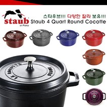 스타우브 원형 꼬꼬떼 주물냄비 4qt 3.8L 24cm Staub 양수냄비, Matte Black