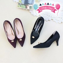 스웨이드 진주오픈포인트 여성 하이힐 웨딩슈즈 7cm