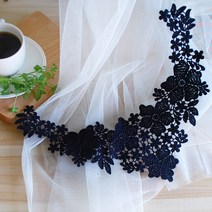 데코탑 네이비 면모티브 레이스 목장식 카라장식 로맨틱리폼