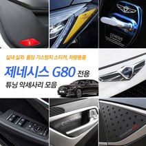 INBES 현대 제네시스 G80 전용 실내 인테리어 몰딩 튜닝 악세사리, 09_제네시스 엠블럼 카본 랩핑 필름-유광화이트