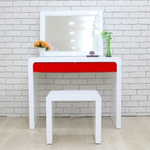 리치웰 하이그로시 컬러풀 멀티 서랍둘 화장대 1000 (의자별도), 몸통화이트_서랍레드