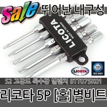 리코타 5P 홀 별비트 별렌치 육각렌치 렌치 육각비트 비트날 비트세트 특수강 렌치비트 공구 전동공구 작업공구, 리코타 5P (홀)별비트 BTT075K01, 리코타 5P (홀)별비트 BTT075K01