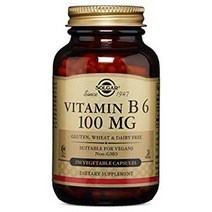 솔가 비타민 B6 100mg 베지터블 캡슐 글루텐 프리 비건, 250개입, 1개