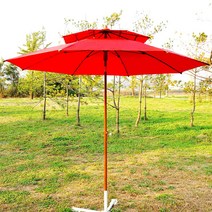 CM산업 2단 우드톤 파라솔 2700, 레드, 1개