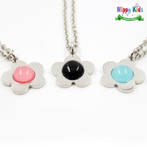 니피키즈 [KC인증][깊은 각인]플라워 써지컬스틸 미아방지목걸이, 검정, 200개