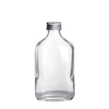 [서울패키지] 납작유리병200ml 1박스60개입 알류미늄실버캡 28파이, 60개