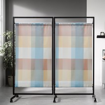 하우스데이 이동식파티션2단 체크소라(방염원단)블랙