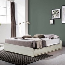 모젤리 스몰더블(로우헤드)-수납침대-프레임+양면매트, 화이트워시