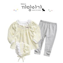 까망아가 영유아복 봄가을용 레몬꽃 원피스 3종세트