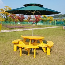 대성하우징(주) 야외테이블 방부 원형테이블 야외용 테이블 파라솔별매, 도토리색