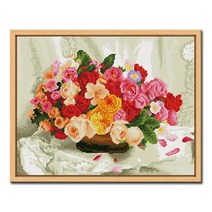 아트홀릭 보석십자수 43x54cm 정물 십자수 액자 DIY 비즈 그림, D511_러블리 로즈
