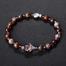 불교나라 목화석 큐빅 물고기 팔찌