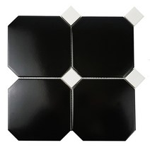 중앙데코 옥타곤 팔각모자이크 타일 148각, 옥타곤모자이크/148각 블랙+화이트포인트, 1장