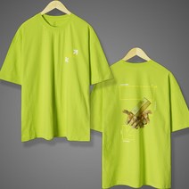 굿럭샵 형광 티셔츠 라임 네온 오버핏 반팔티 여성 남성 공용 사이즈 L- 3XL 4XL 5XL 리얼 빅사이즈 라운드 면티셔츠 해외여행 인싸 동남아 추천 필수 아이템