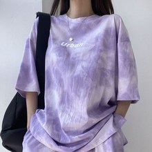  구디프 Urban 레터링 나염 타이다이 루즈핏 반팔티 + 반바지 세트 