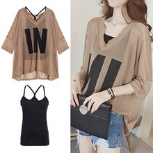  쉬블림로브 프린팅 시스루 티셔츠+나시 세트 소노 GW1741 