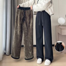  로젤라 여성 겨울 기모 코듀로이 팬츠 방한 방수 캐주얼 스트레이트 팬츠 